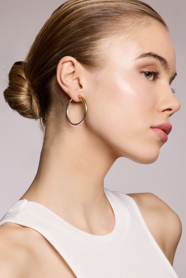 Galleria Armadoro Luna 4cm Mixed Metal Hoop Earrings