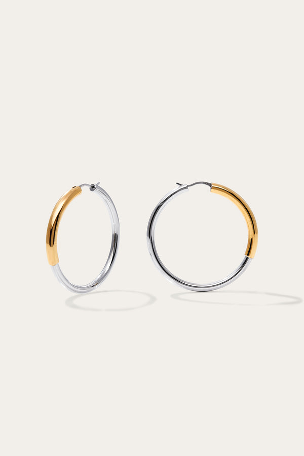 Galleria Armadoro Luna 4cm Mixed Metal Hoop Earrings