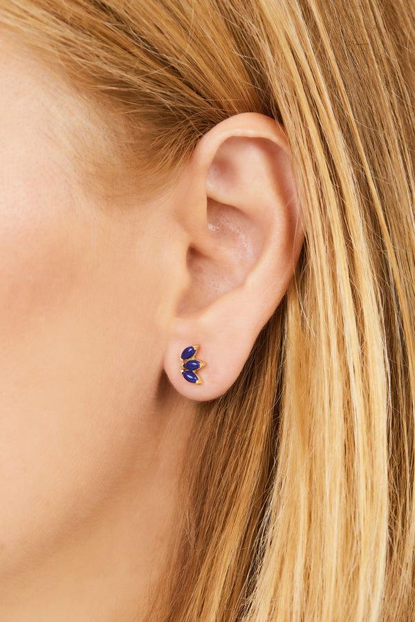 Galleria Armadoro Marquise Fan Lapis Gold Vermeil Stud (ball Screw)