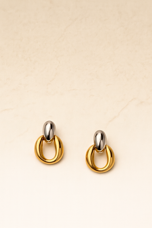galleria armadoro Mini Pia Two-Tone Puffy Loop Drop Earrings
