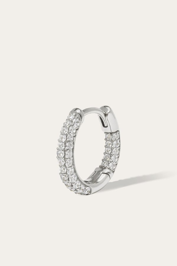 Galleria Armadoro Oval Three Rows Sterling Silver Huggie