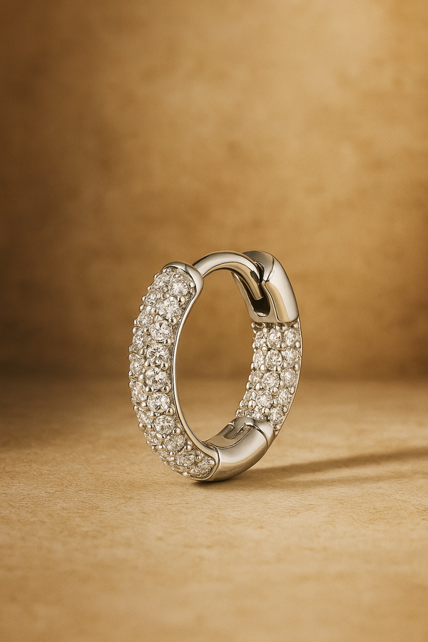 galleria armadoro Oval three rows sterling silver huggie