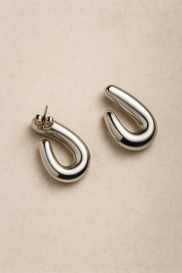 Galleria Armadoro Paula Silver Puffy Teardrop Stud Earrings
