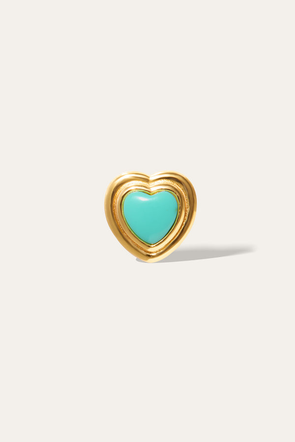 Galleria Armadoro Ridge Heart Turquoise Gold Vermeil Stud Earring