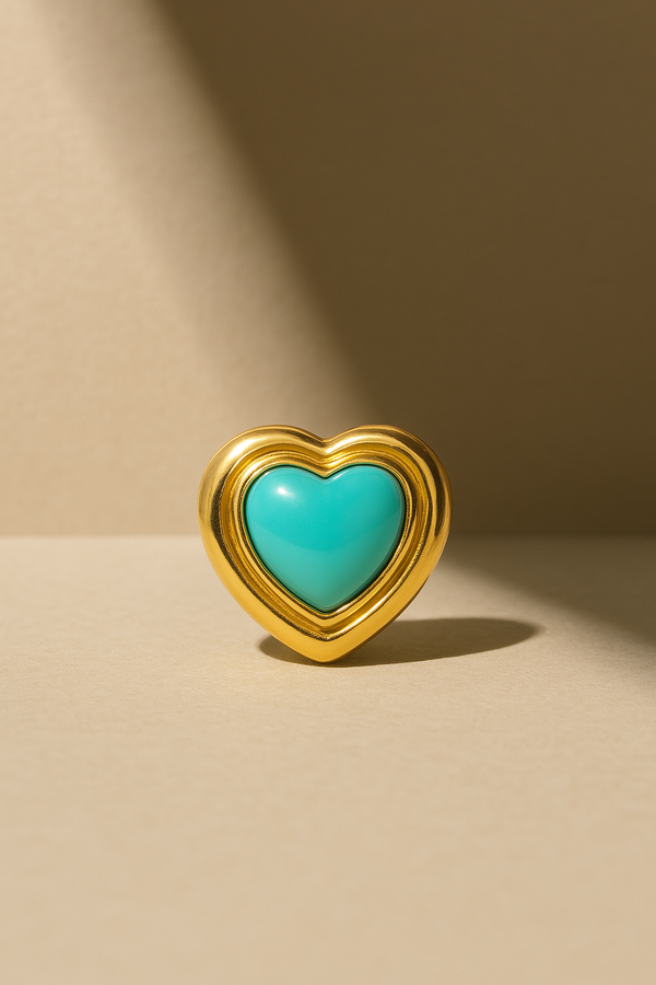 galleria armadoro Ridge Heart Turquoise Gold Vermeil Stud Earring