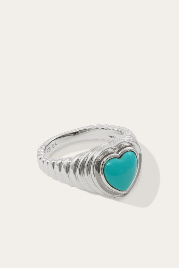 Galleria Armadoro Ridge Heart Turquoise Silver Ring
