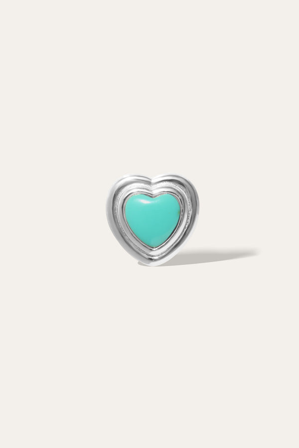 Galleria Armadoro Ridge Heart Turquoise Silver Stud Earring