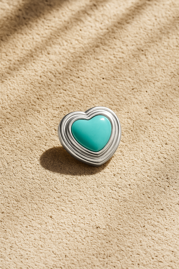 galleria armadoro Ridge Heart Turquoise Silver Stud Earring