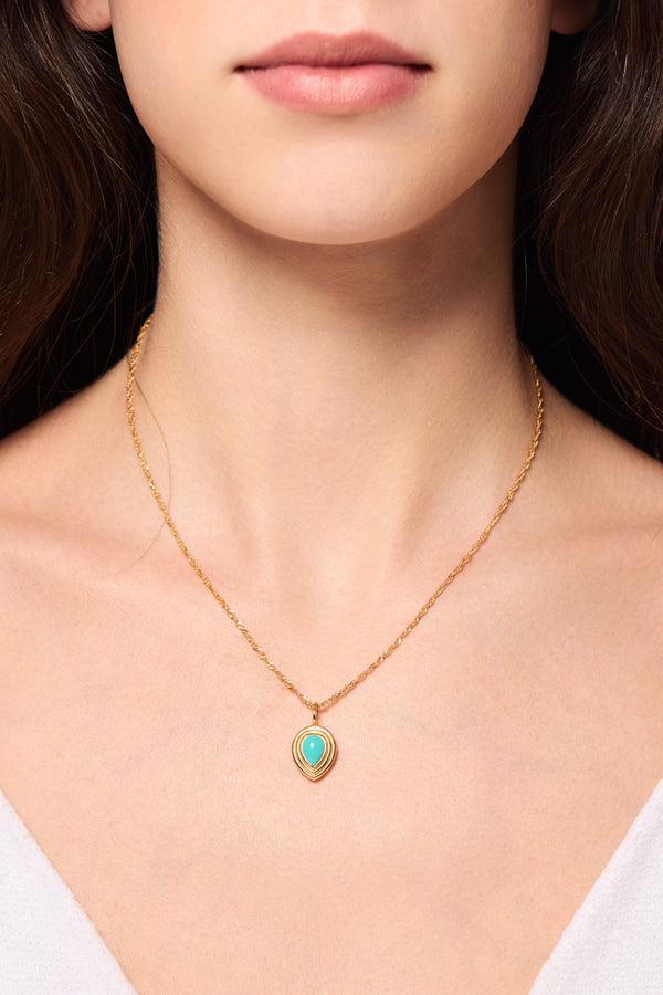 Galleria Armadoro Ridge Teardrop Turquoise Gold Vermeil Charm
