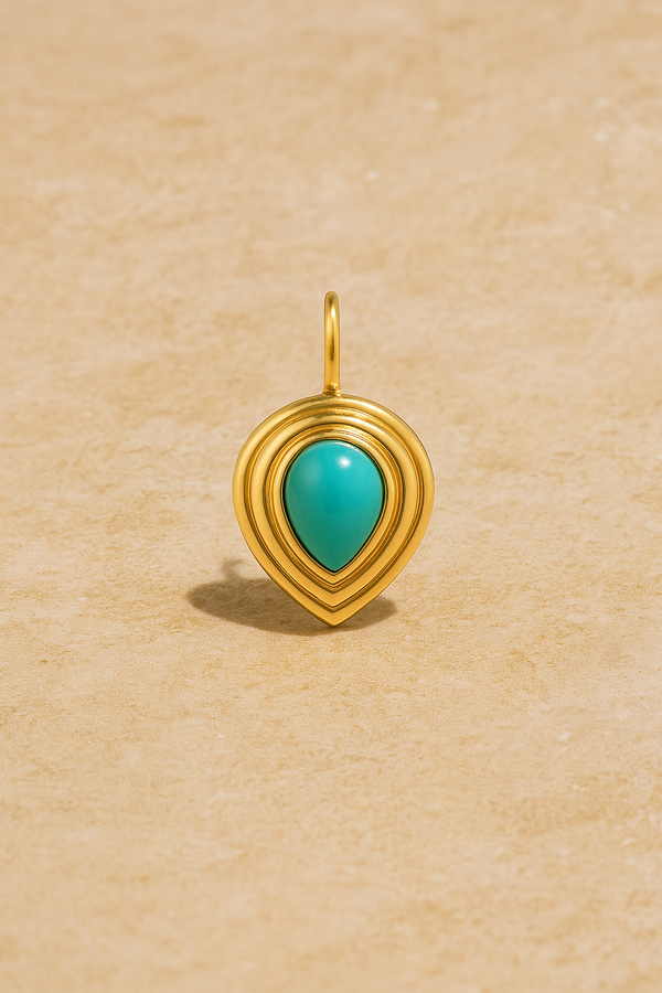 galleria armadoro Ridge Teardrop Turquoise Gold Vermeil Charm