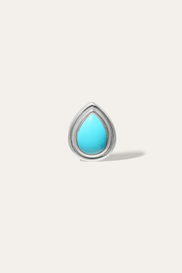 Galleria Armadoro Ridge Teardrop Turquoise Silver Stud Earring