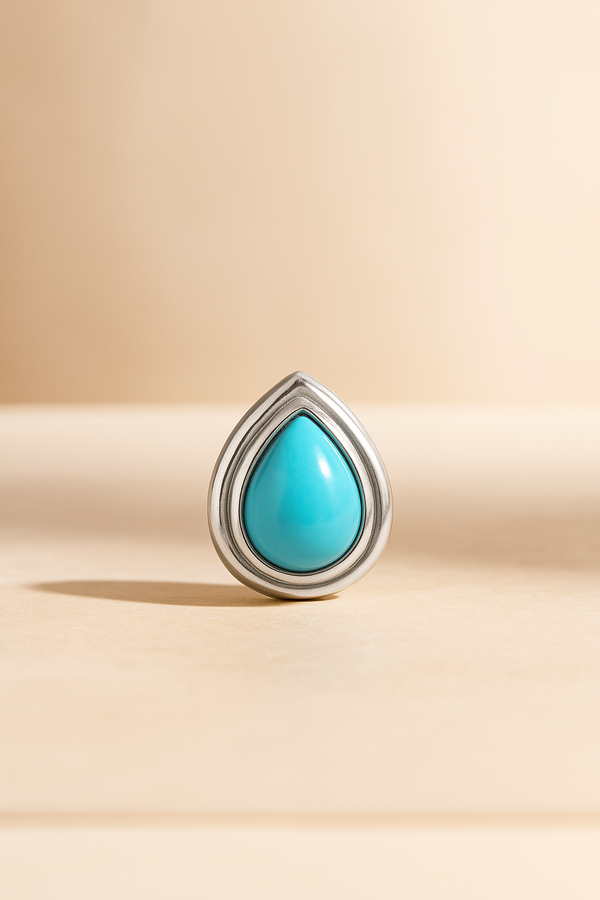 galleria armadoro Ridge Teardrop Turquoise Silver Stud Earring