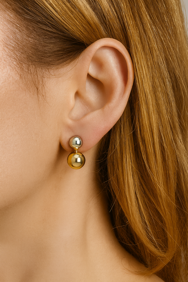 Galleria Armadoro Riva Two-Tone Double-Sphere Stud Drop Earrings
