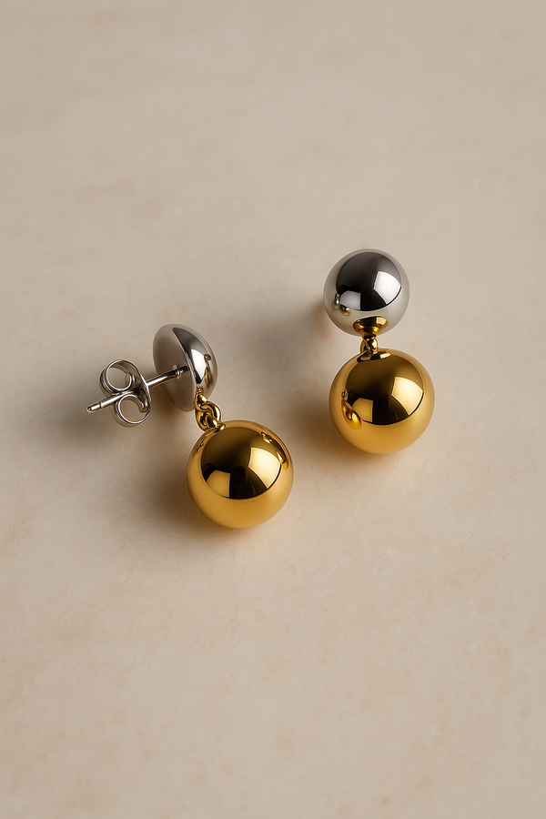 Galleria Armadoro Riva Two-Tone Double-Sphere Stud Drop Earrings
