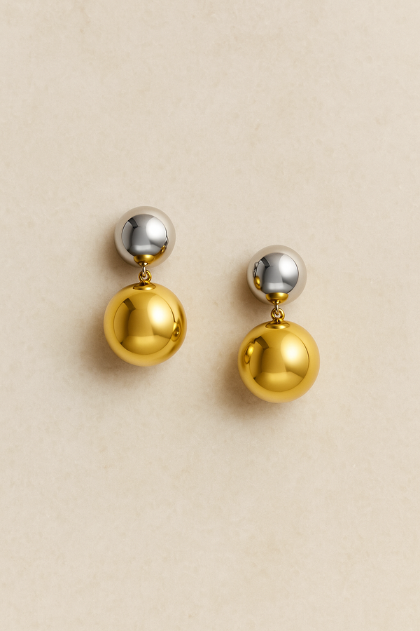 galleria armadoro Riva Two-Tone Double-Sphere Stud Drop Earrings