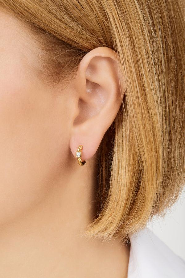 Galleria Armadoro Speira 8mm Square Cz Gold Vermeil Huggie