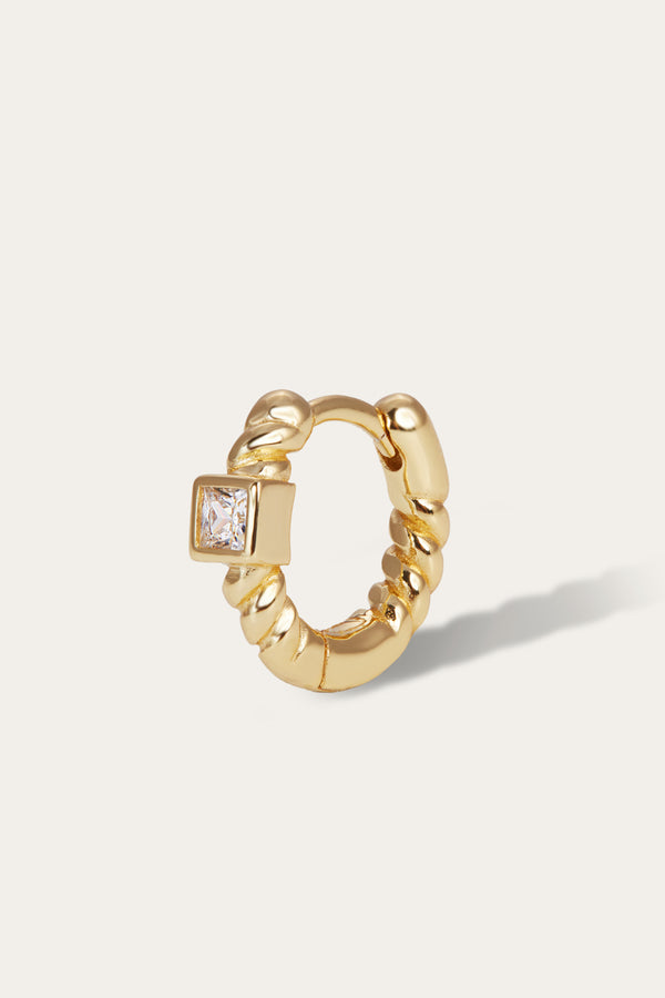 Galleria Armadoro Speira 8mm Square Cz Gold Vermeil Huggie