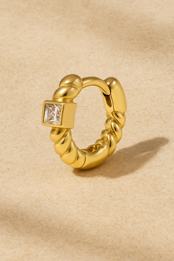 galleria armadoro Speira 8mm square cz gold vermeil huggie
