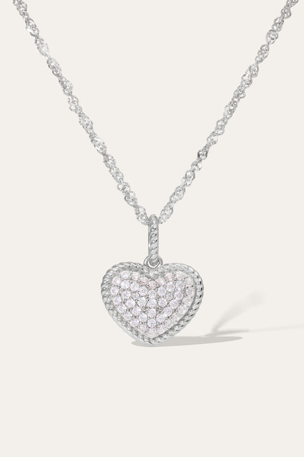 Galleria Armadoro Speira Heart Pave Silver Necklace
