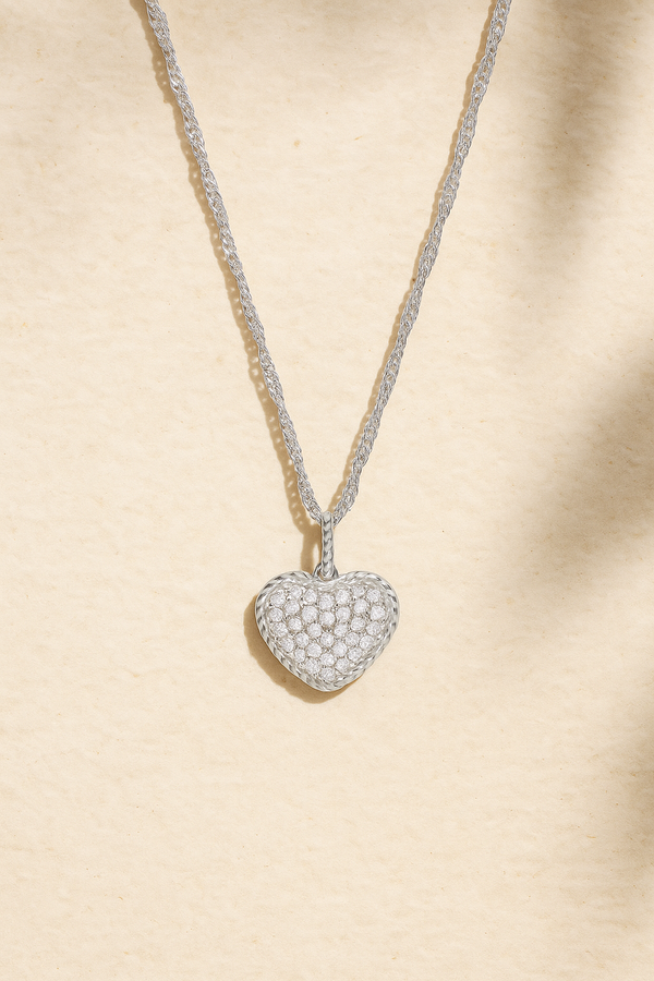 galleria armadoro Speira Heart Pave Silver Necklace