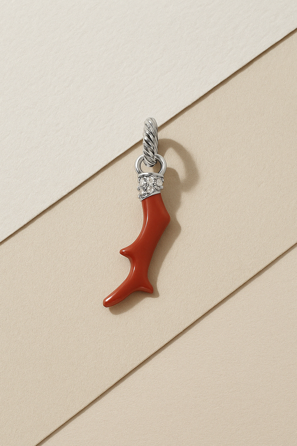galleria armadoro Speira Red Coral Sterling Silver Charm