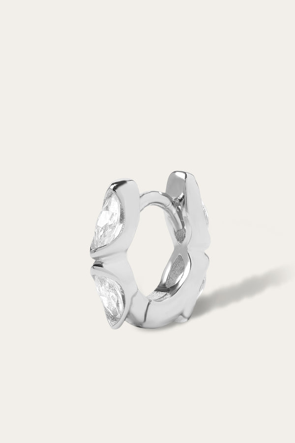 Galleria Armadoro Tasha Marquise 6.5mm Sterling Silver Huggie