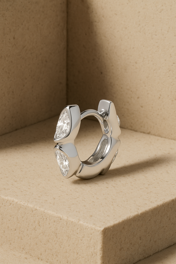 galleria armadoro Tasha marquise 6.5mm sterling silver huggie