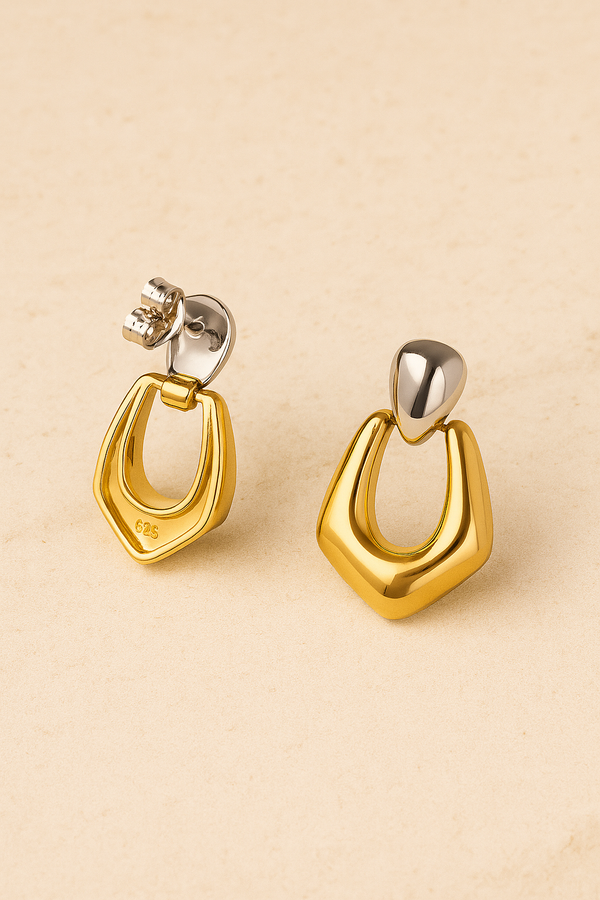Galleria Armadoro Vera Two-Tone Puffy Geo Drop Earrings
