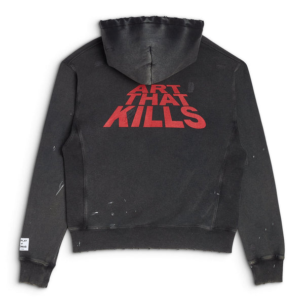 Gallery Dept. ATK DISTRESSED LOGO HOODIE Faded Black