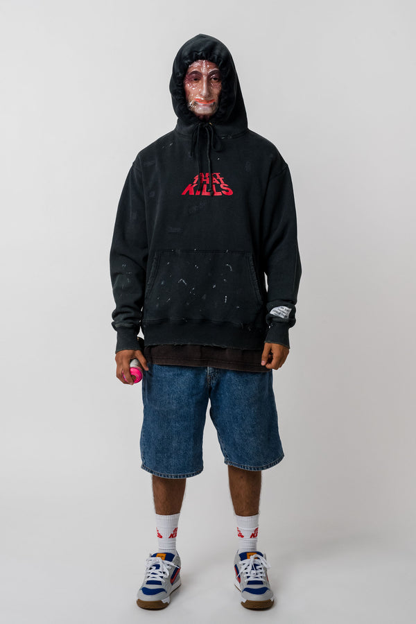 Gallery Dept. ATK DISTRESSED LOGO HOODIE Faded Black