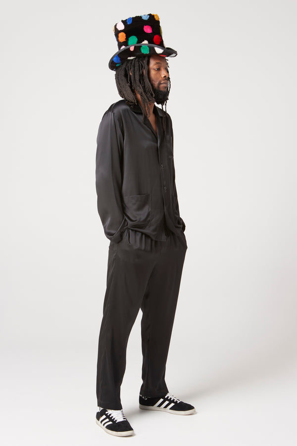 Gallery Dept. CHATEAU JOSUÉ PRESIDENTIAL SUITE SILK PAJAMA PANT Black