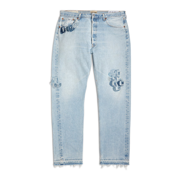 gallery dept. REPAIRED G PATCH DEPT. CUT indigo