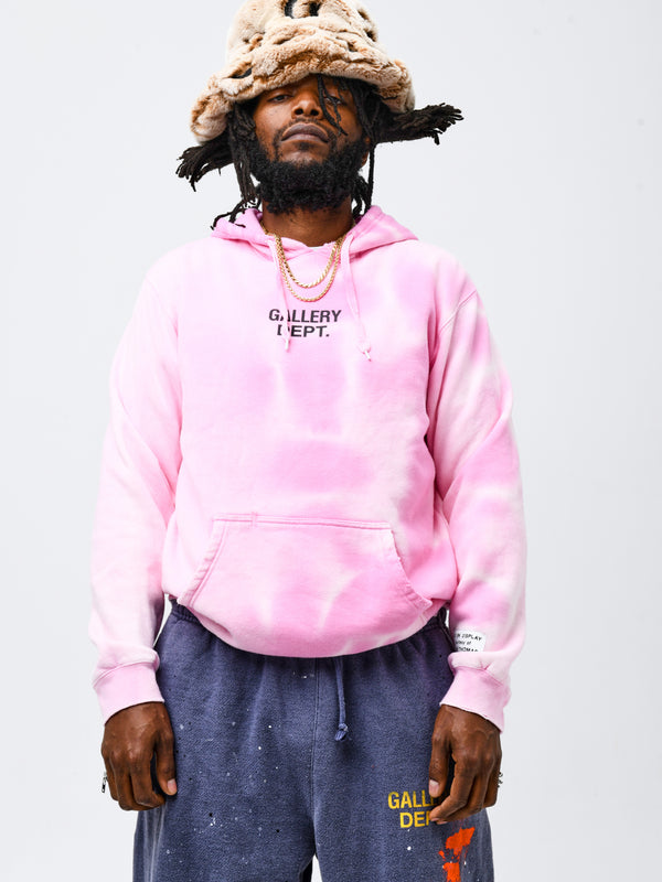 Gallery Dept. SUNFADED CENTER LOGO HOODIE Pink