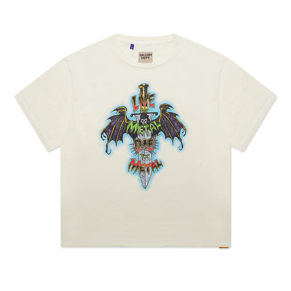 gallery dept. LIVE FOR METAL TEE light archival white