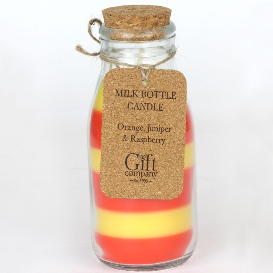 gift company Milk Bottle Candle - Orange Juniper & Raspberry