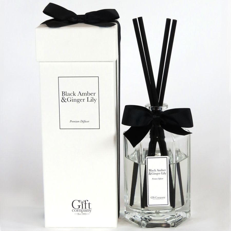 gift company Octagonal Large B&W Diffuser-Black Amber & Gingerlily