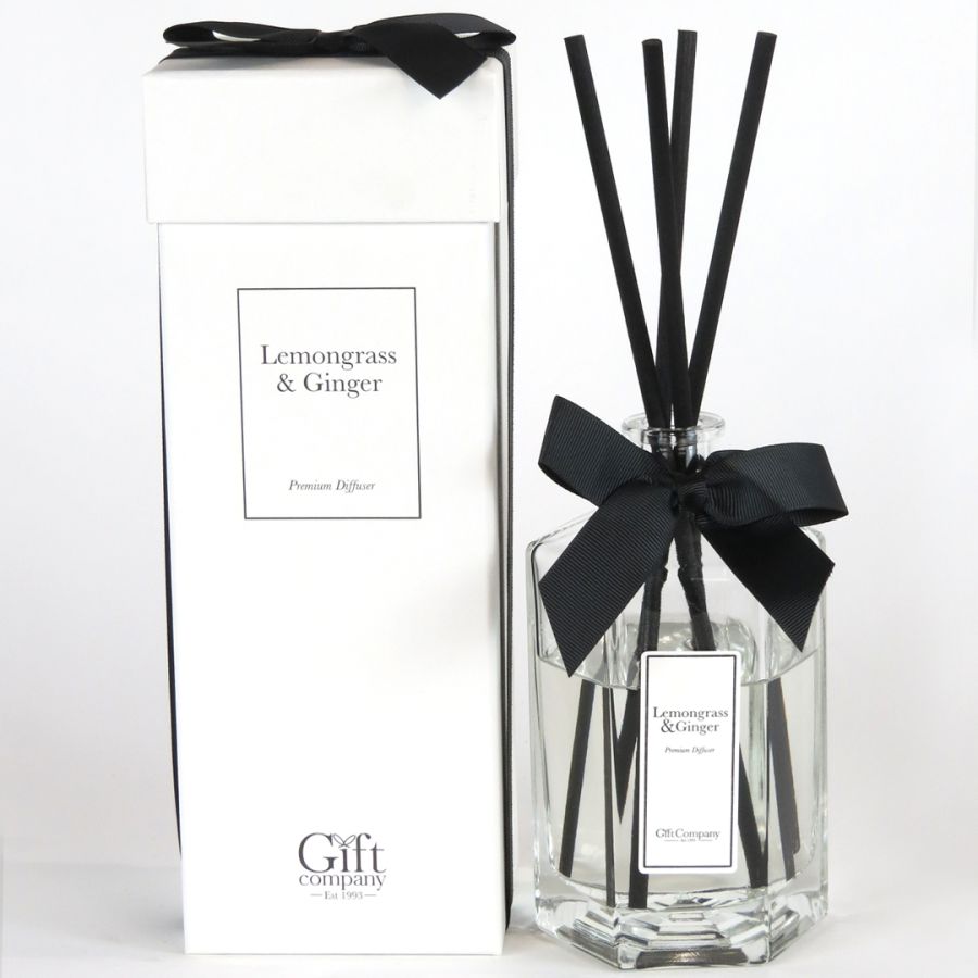 gift company Octagonal Large B&W Diffuser-Lemgrass & Ginger