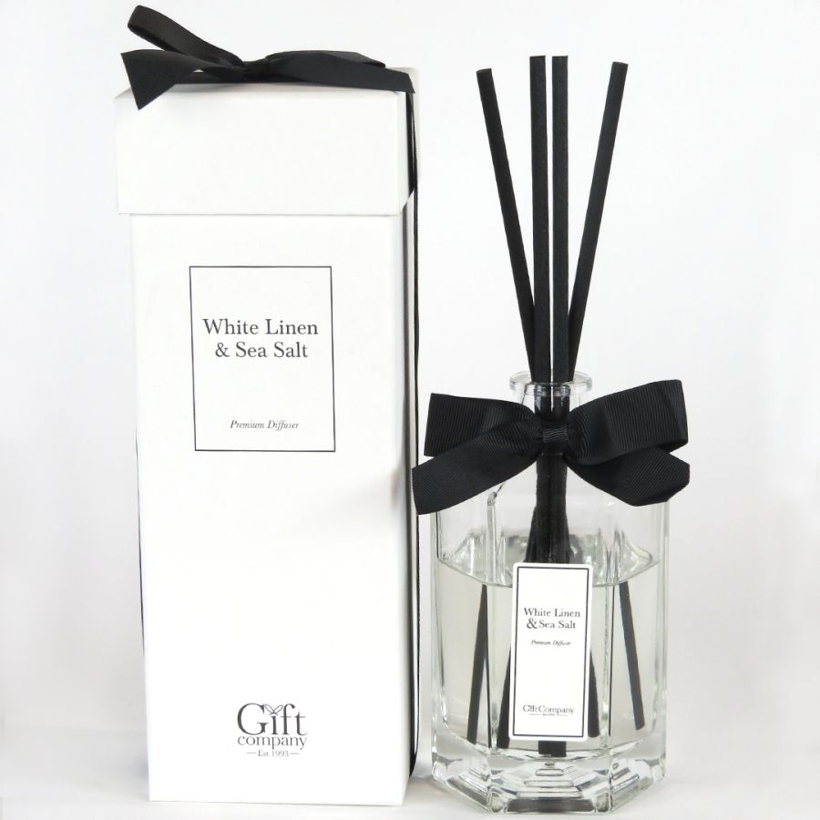 gift company Octagonal Large B&W Diffuser-WhiteLinen&SeaSalt