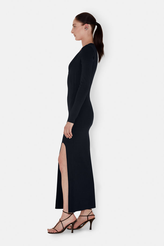 Galvan London Atalanta Ballet Neck Dress - Midnight