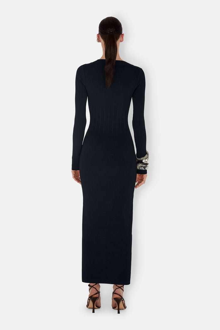 Galvan London Atalanta Ballet Neck Dress - Midnight