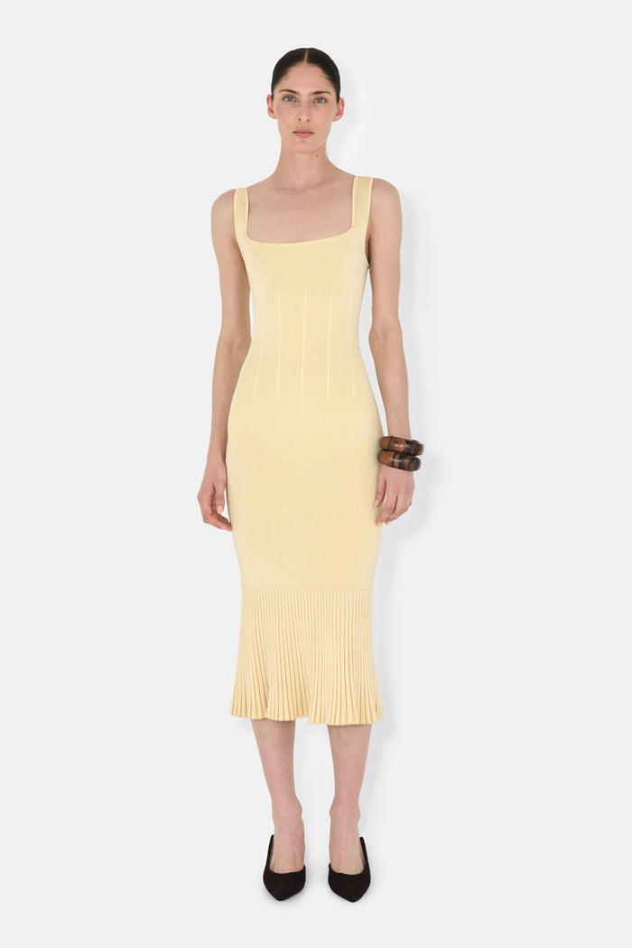 galvan london ATALANTA SHORT DRESS - CAMOMILE