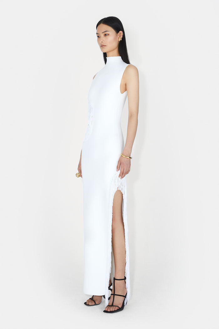 Galvan London Beaded Nova Dress - White