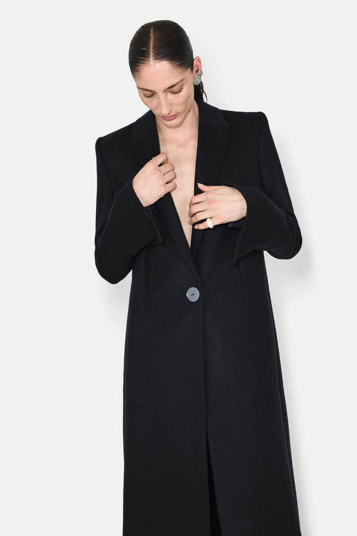 Galvan London CROPPED BOYFRIEND COAT - MIDNIGHT