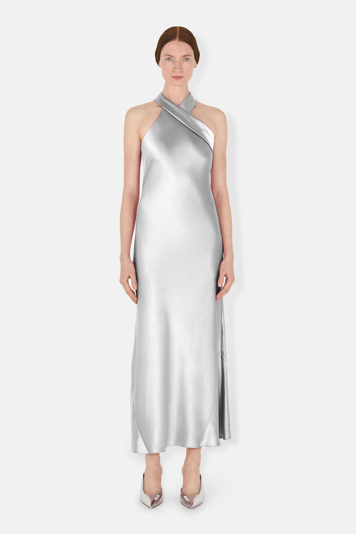 galvan london CROPPED PANDORA DRESS - PLATINUM