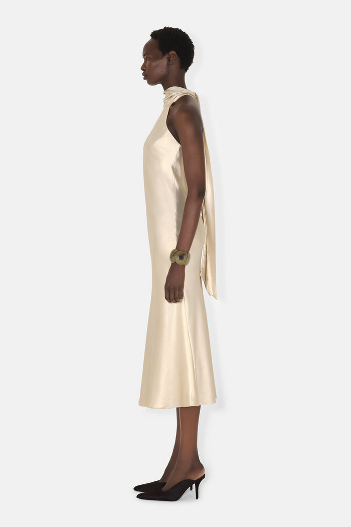 Galvan London CROPPED SIENNA DRESS - CHAMPAGNE
