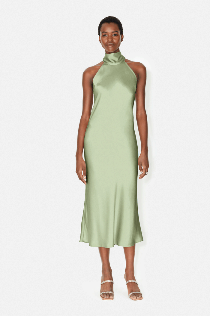 galvan london Cropped Sienna Dress - Dark Moss