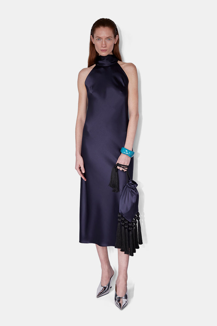 galvan london CROPPED SIENNA DRESS - MIDNIGHT
