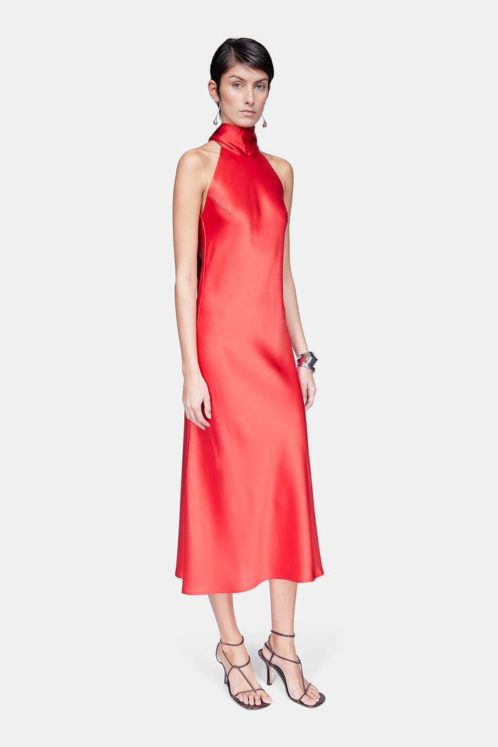 Galvan London Cropped Sienna Dress - Sunset Red