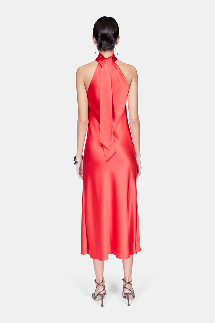 Galvan London Cropped Sienna Dress - Sunset Red