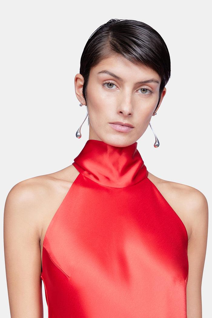 Galvan London Cropped Sienna Dress - Sunset Red